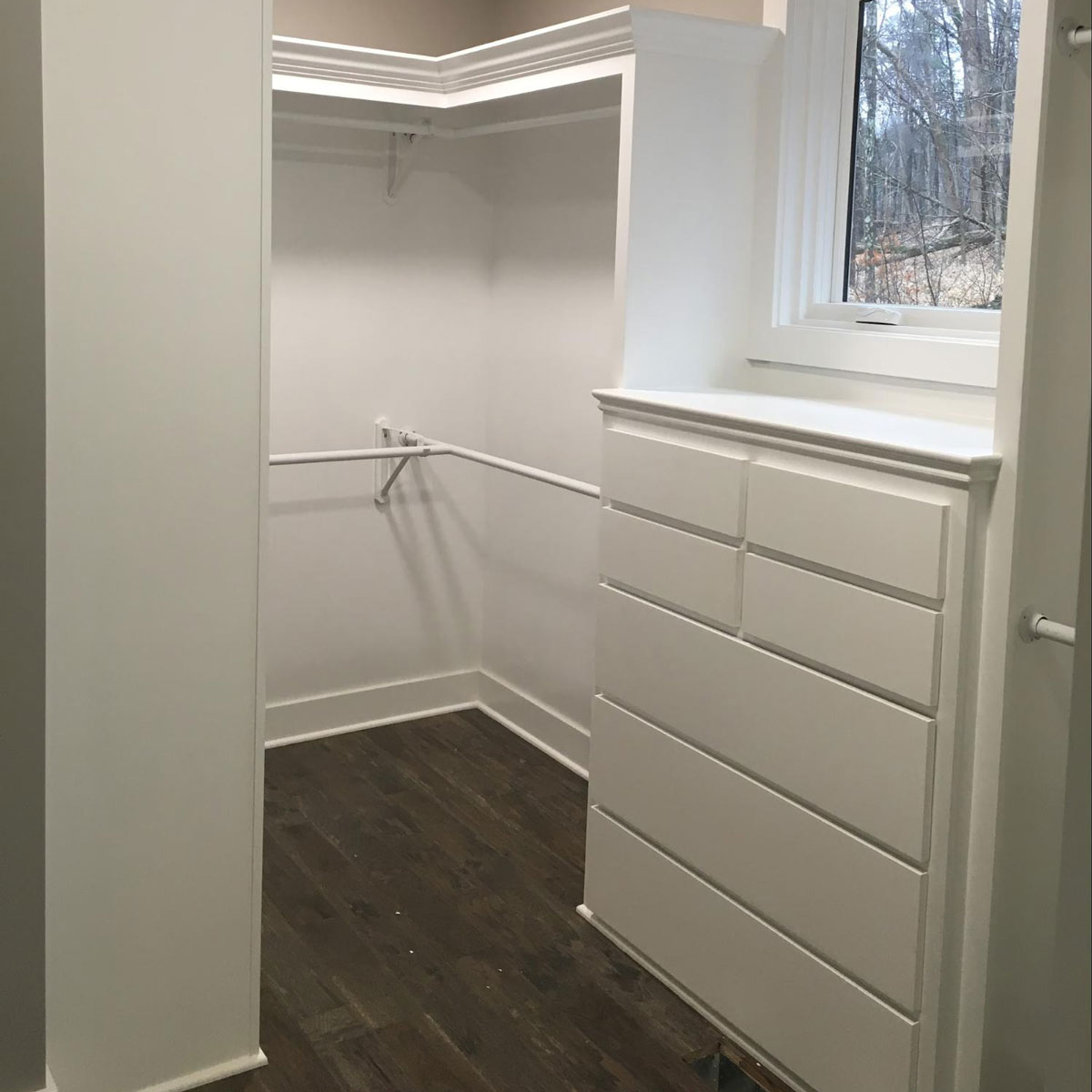 Closet after undergoing custom fine finish treatment